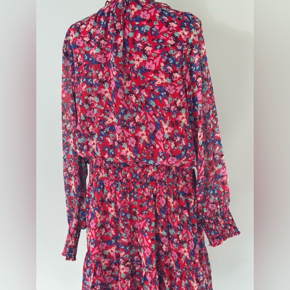 Chelsea28 Women’s‎ Size XXL Floral Print Chiffon Long Sleeve Dress Red - Picture 5 of 9